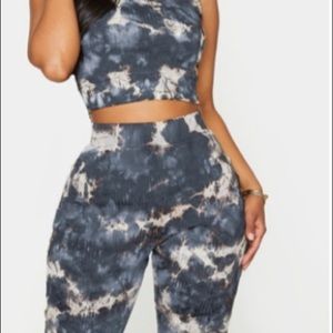 Charcoal Tie Dye Sleeveless Crop Top